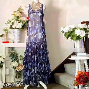 BB Dakota sleeveless blue maxi dress with ruffles